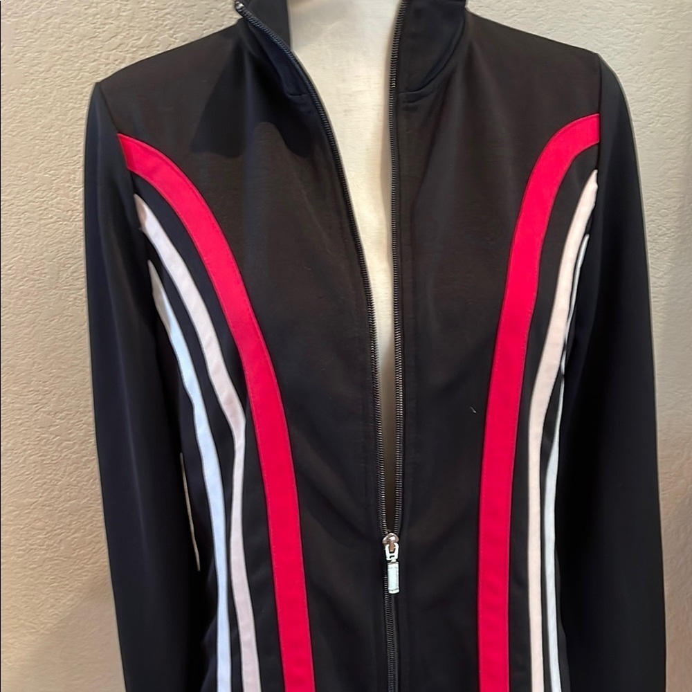 Women's Black Jacket with Pink and White Accents - Picture 3 of 5